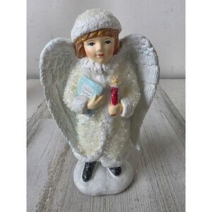 Vintage Victorian Angel cherub statue figurine candle caroler Xmas‎ decor